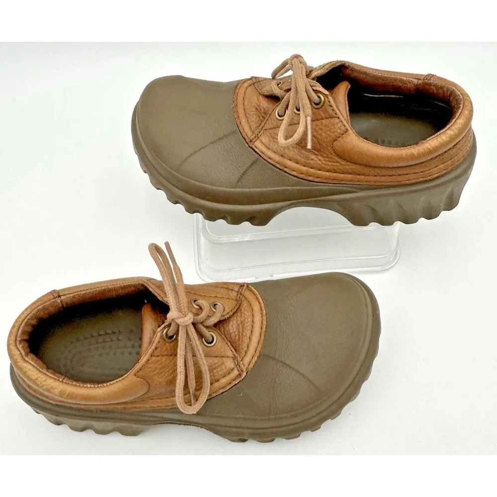 Crocs Axle All Terrain Leather Duck Islander Boat Shoes Brown 5M 7W